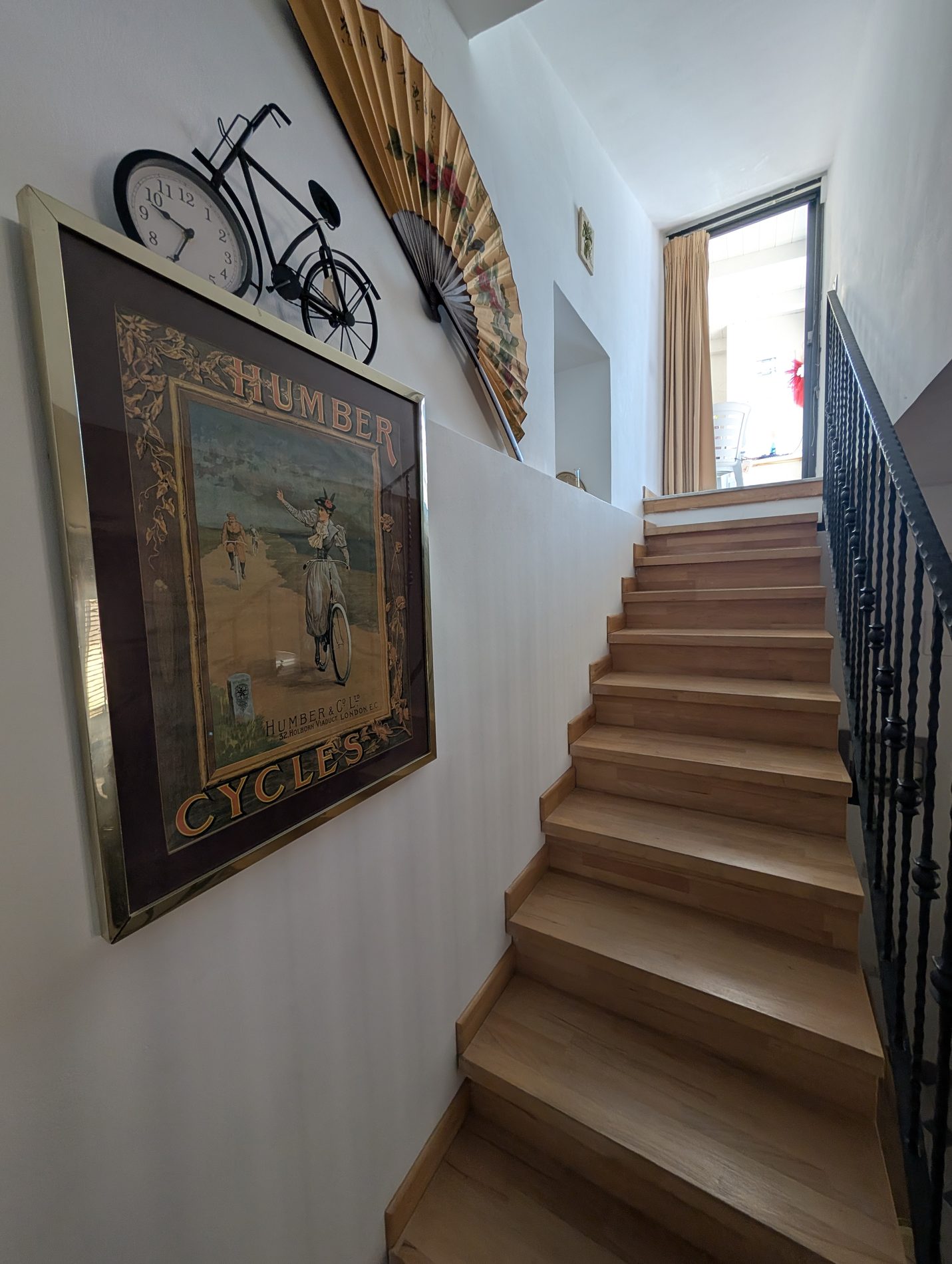 Oak staircase leading to the terrace